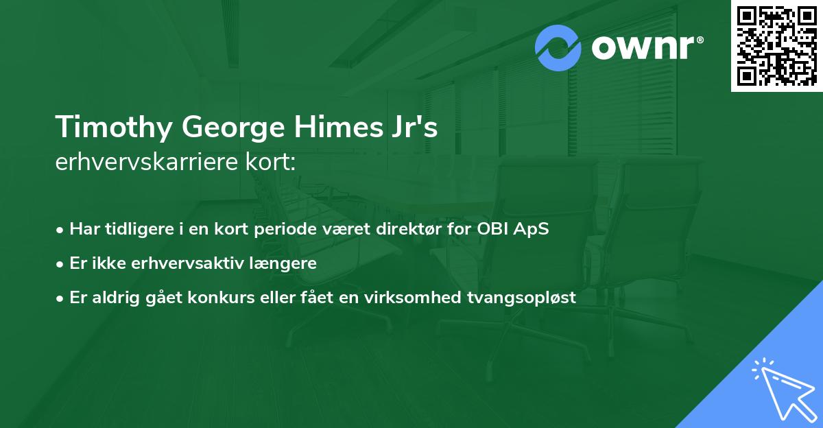 Timothy George Himes Jr's erhvervskarriere kort