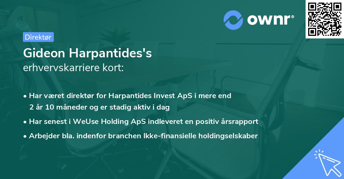 Gideon Harpantides's erhvervskarriere kort