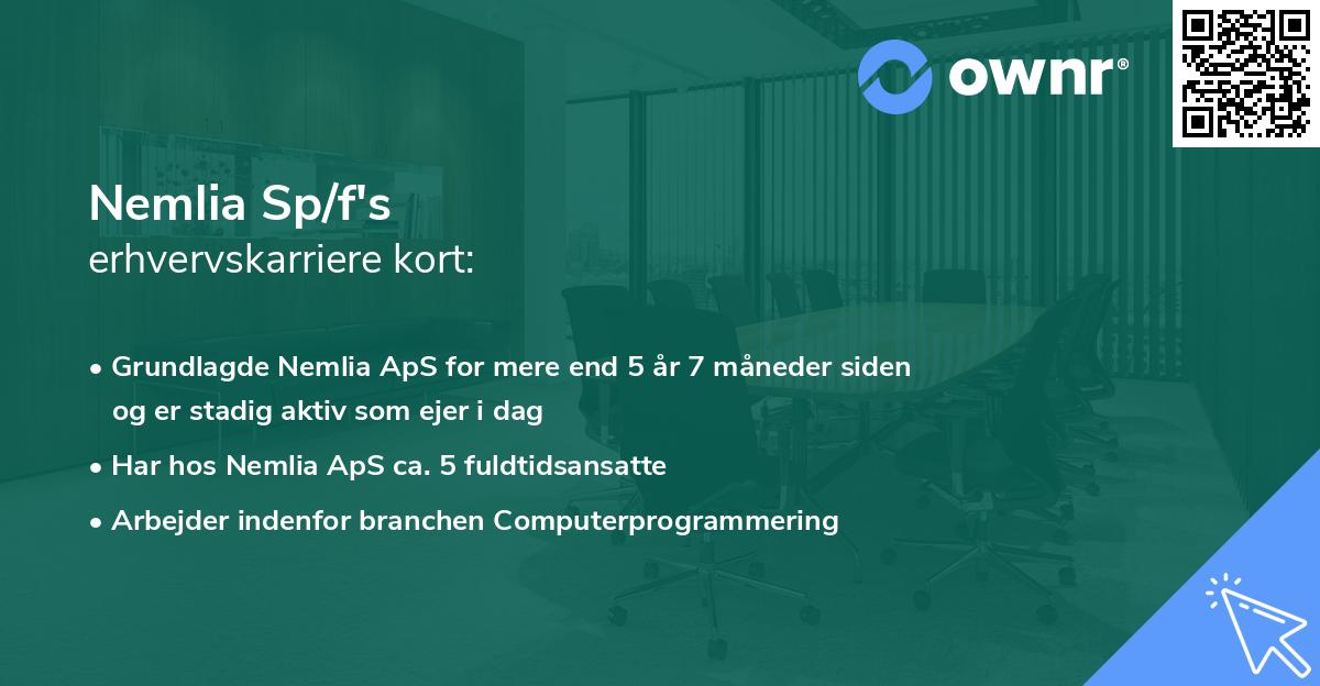 Nemlia Sp/f's erhvervskarriere kort