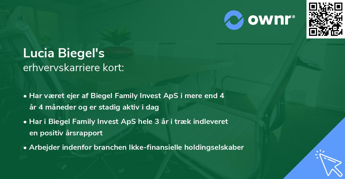 Lucia Biegel's erhvervskarriere kort
