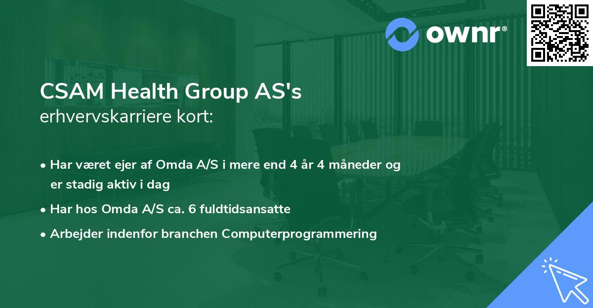 CSAM Health Group AS's erhvervskarriere kort