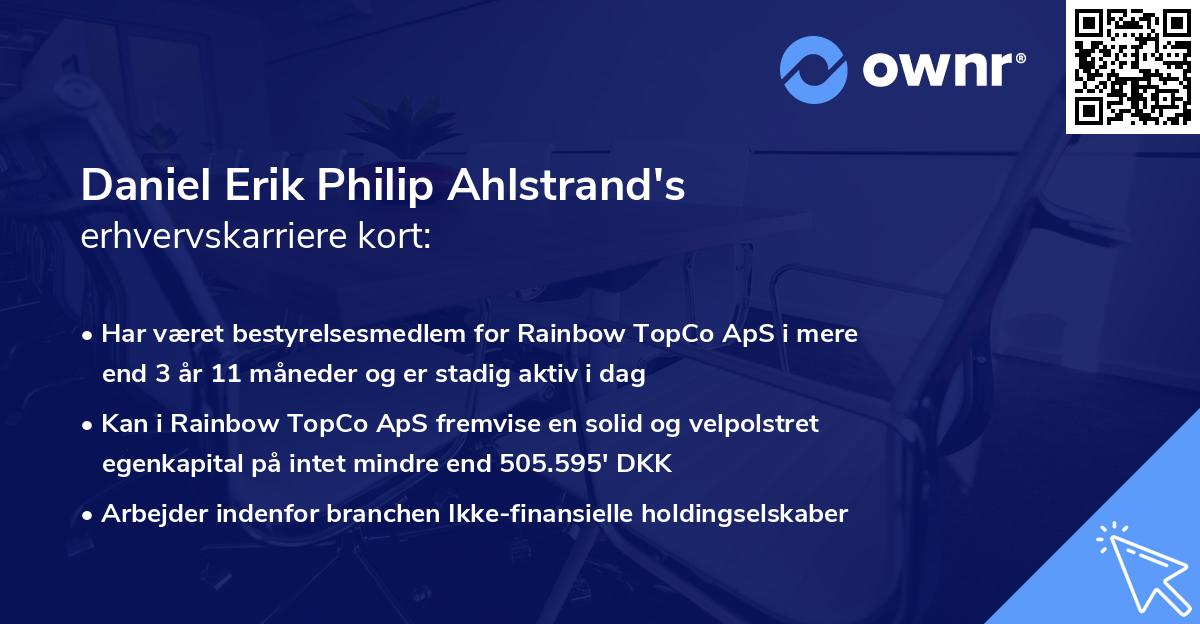 Daniel Erik Philip Ahlstrand's erhvervskarriere kort
