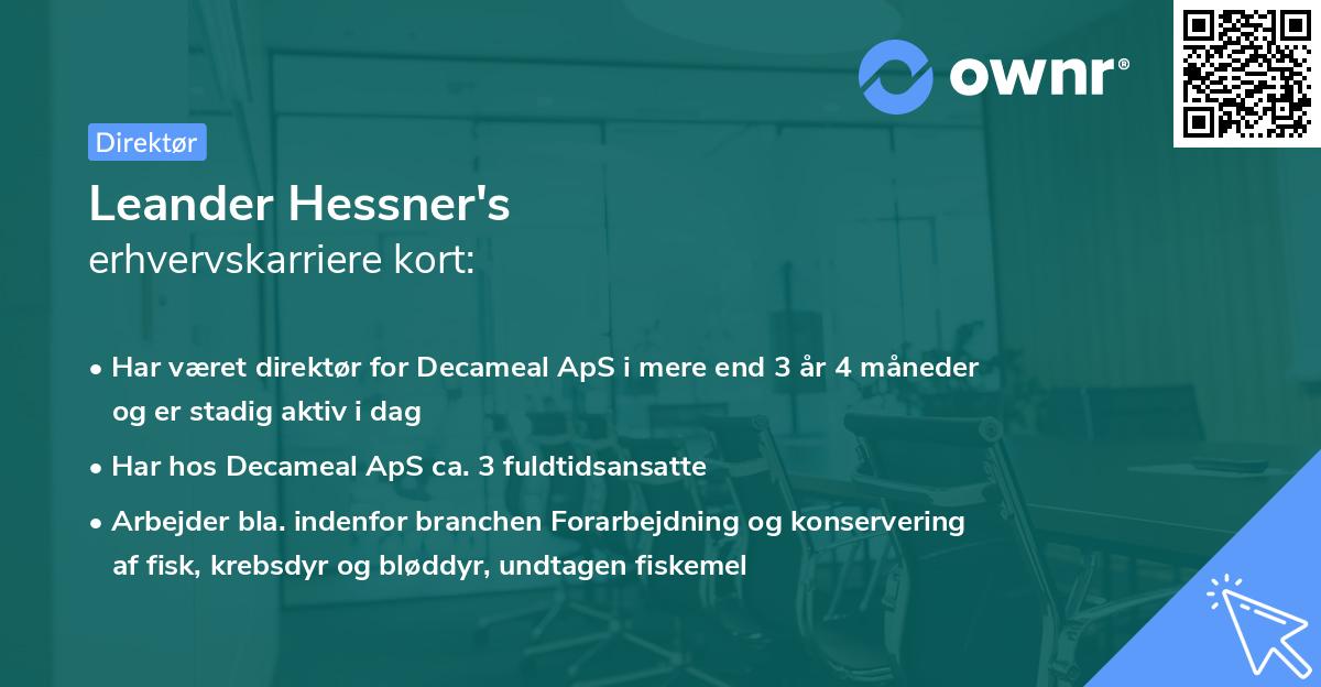 Leander Hessner's erhvervskarriere kort
