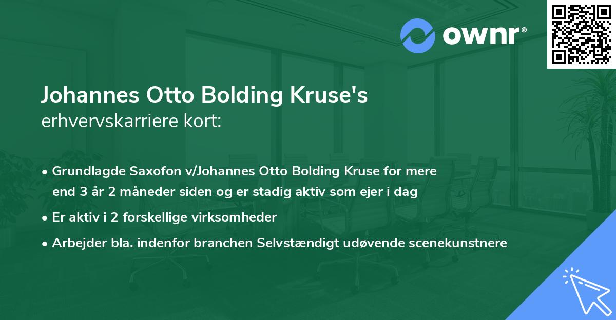 Johannes Otto Bolding Kruse's erhvervskarriere kort