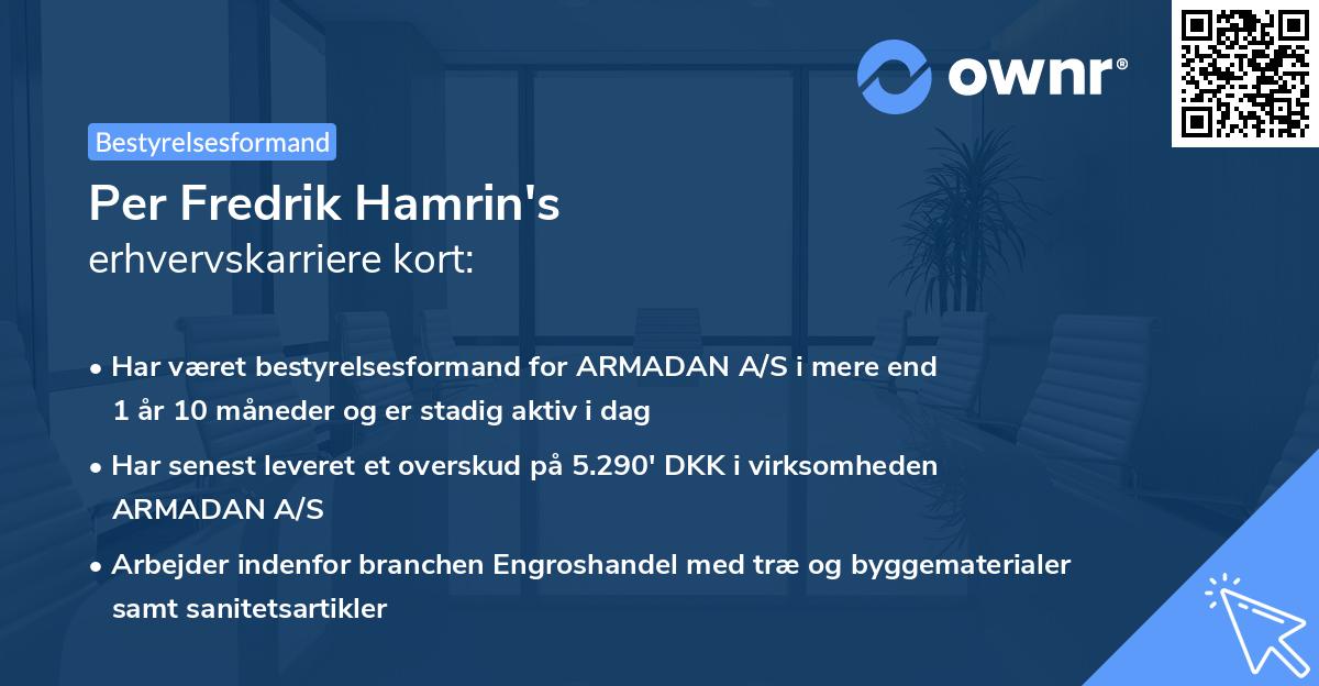 Per Fredrik Hamrin's erhvervskarriere kort