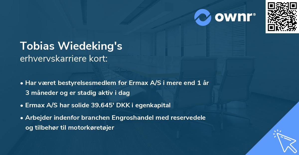 Tobias Wiedeking's erhvervskarriere kort