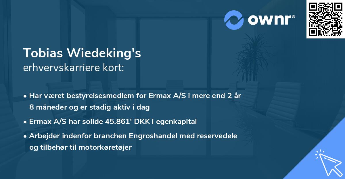 Tobias Wiedeking's erhvervskarriere kort