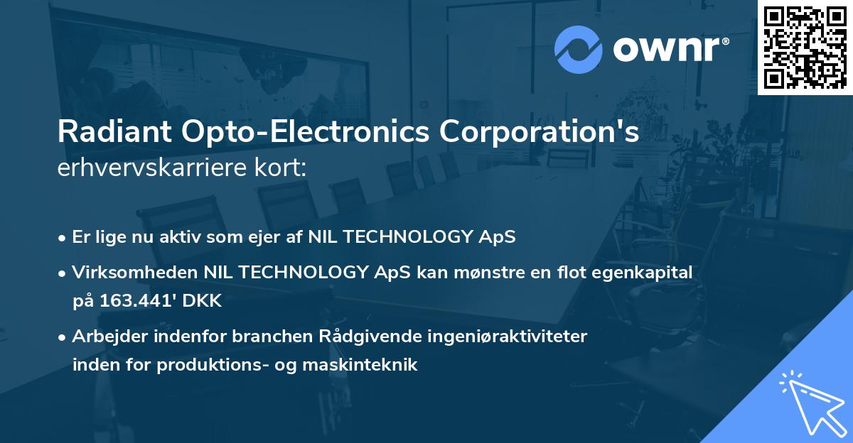 Radiant Opto-Electronics Corporation's erhvervskarriere kort