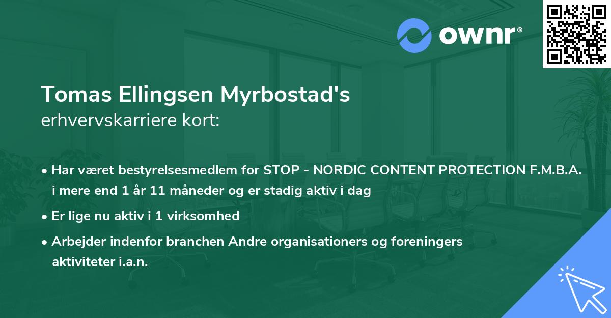 Tomas Ellingsen Myrbostad's erhvervskarriere kort