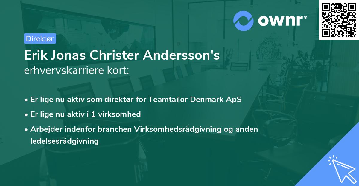Erik Jonas Christer Andersson's erhvervskarriere kort