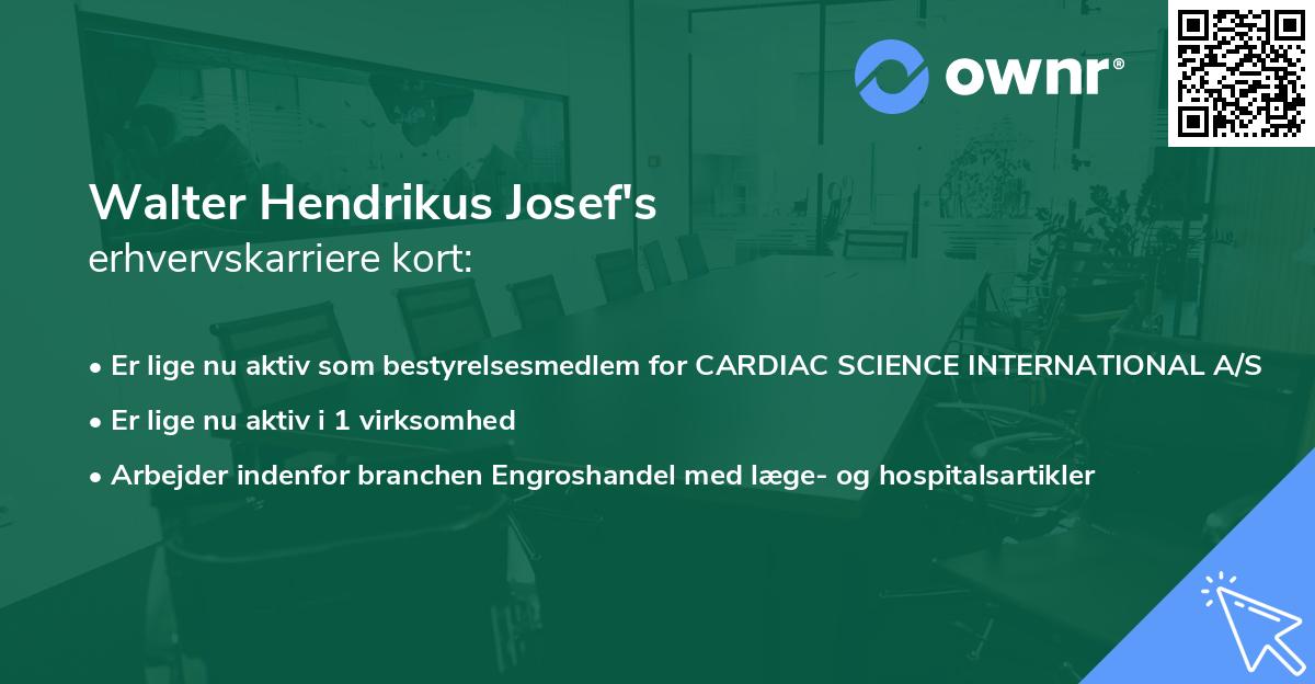 Walter Hendrikus Josef's erhvervskarriere kort