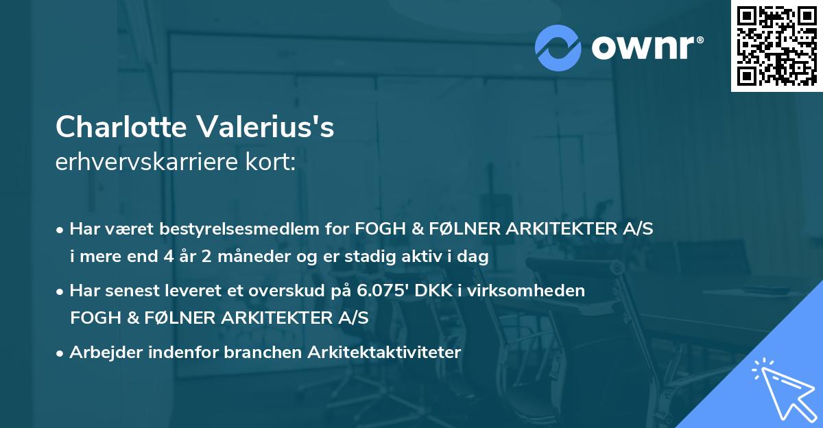 Charlotte Valerius's erhvervskarriere kort