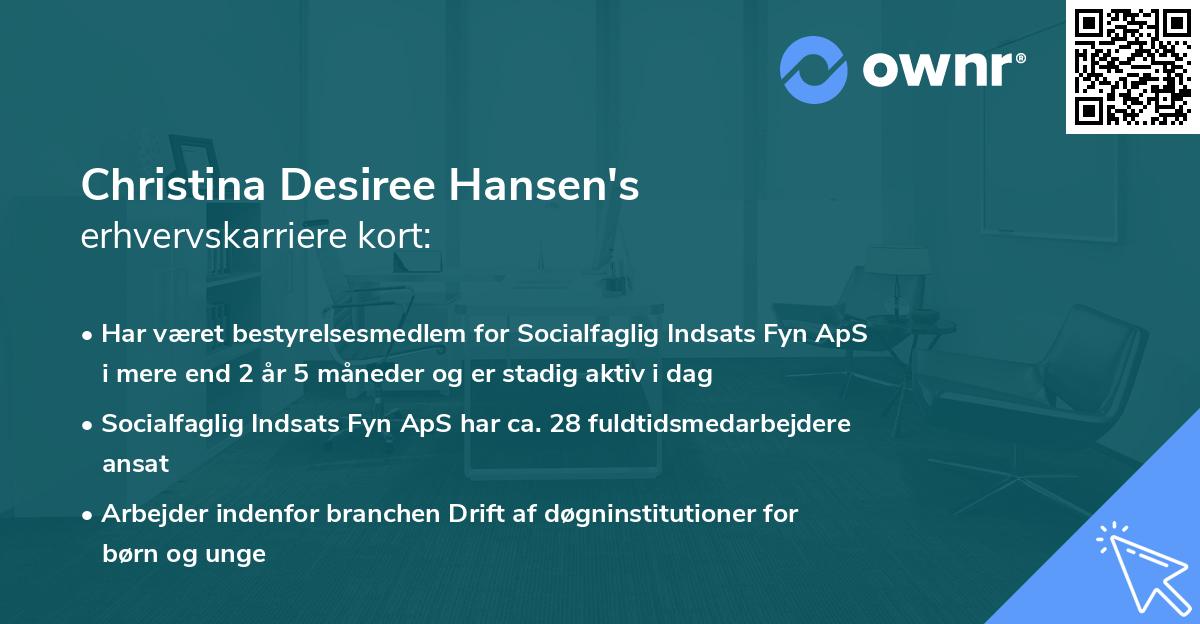 Christina Desiree Hansen's erhvervskarriere kort
