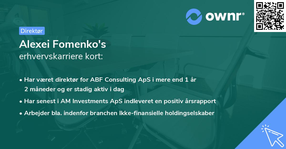 Alexei Fomenko's erhvervskarriere kort