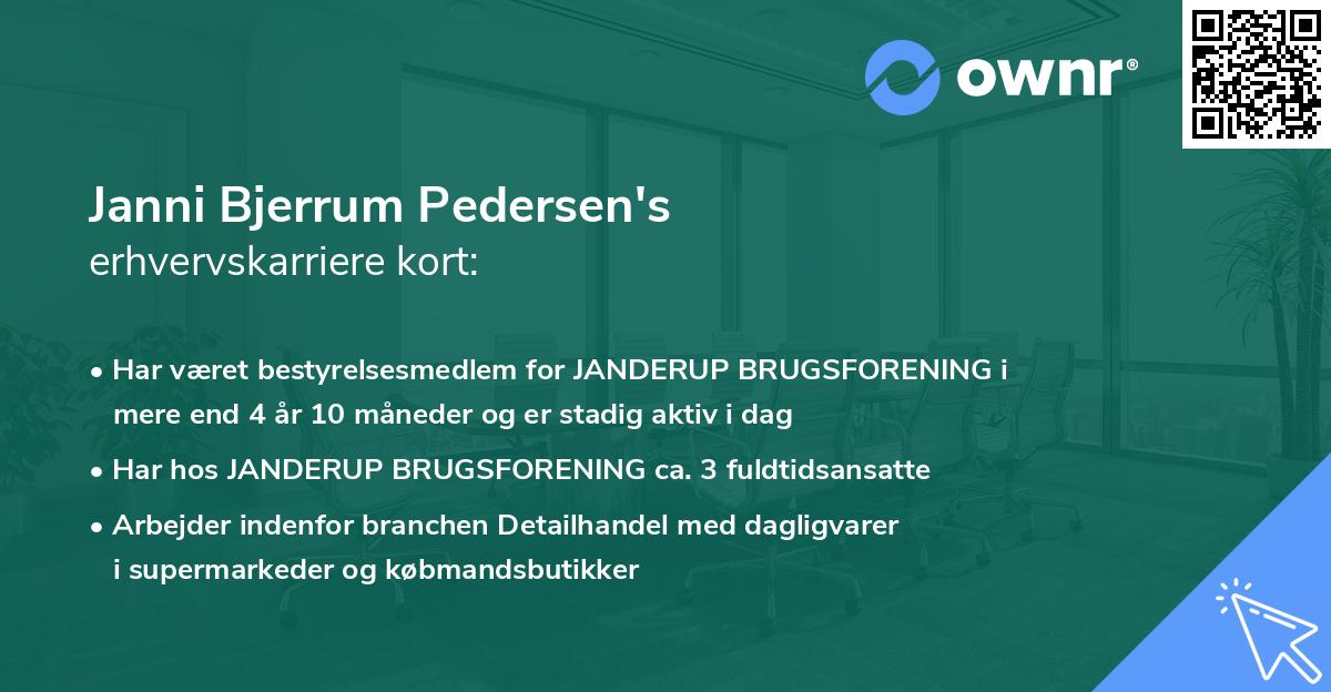 Janni Bjerrum Pedersen's erhvervskarriere kort