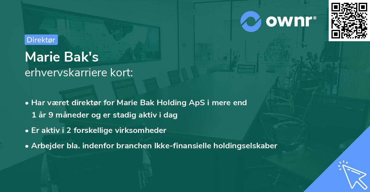 Marie Bak's erhvervskarriere kort