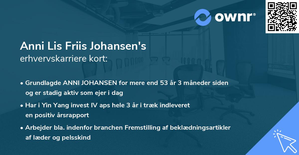 Anni Lis Friis Johansen's erhvervskarriere kort
