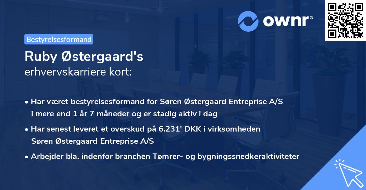 Ruby Østergaard's erhvervskarriere kort