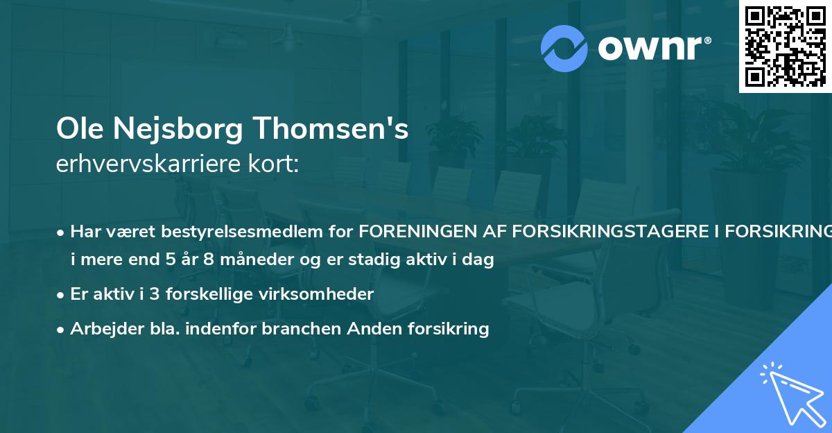 Ole Nejsborg Thomsen's erhvervskarriere kort