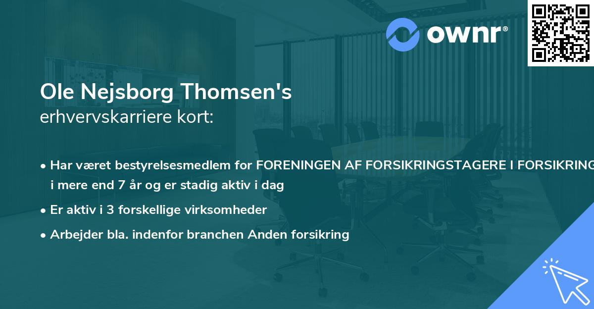 Ole Nejsborg Thomsen's erhvervskarriere kort
