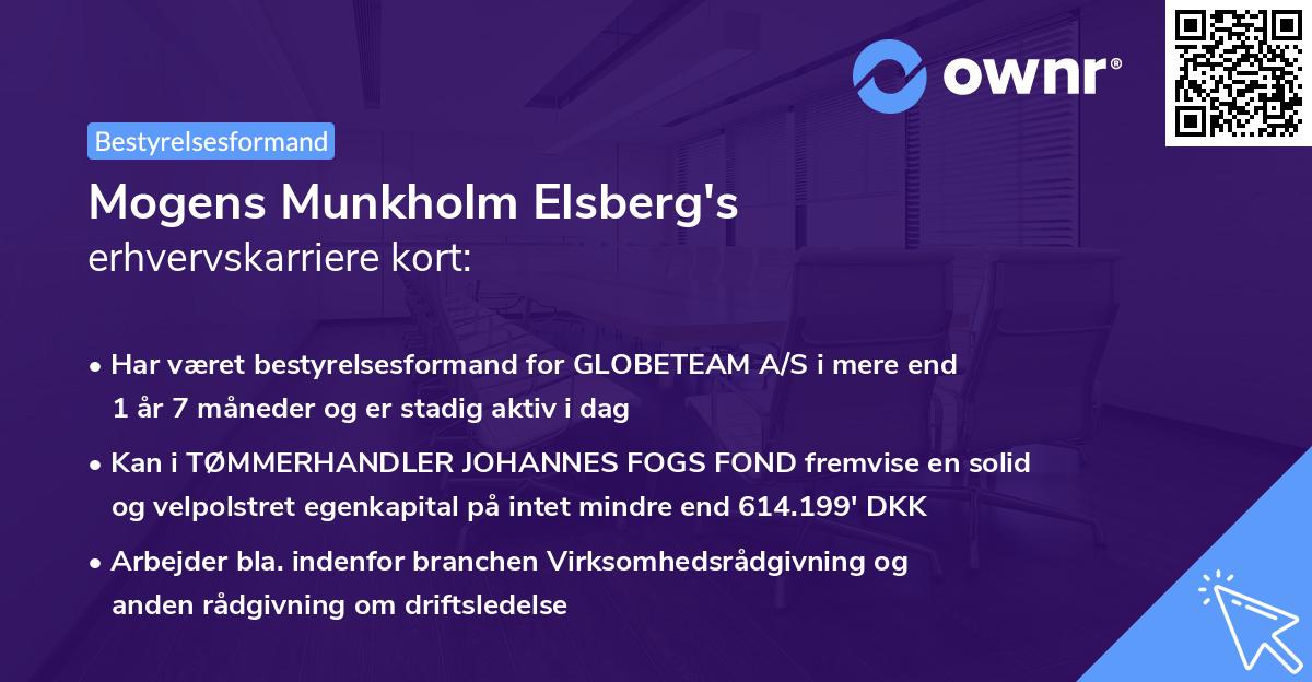 Mogens Munkholm Elsberg's erhvervskarriere kort