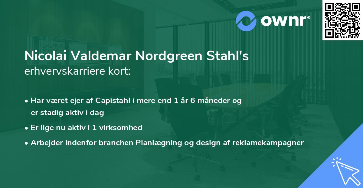 Nicolai Valdemar Nordgreen Stahl's erhvervskarriere kort