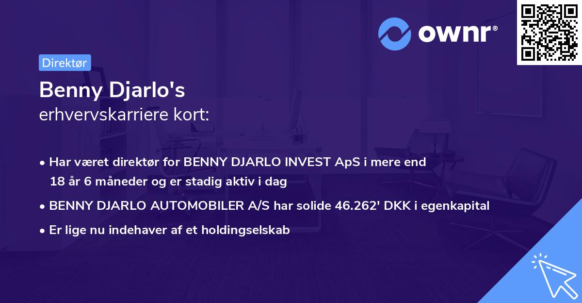 Benny Djarlo's erhvervskarriere kort