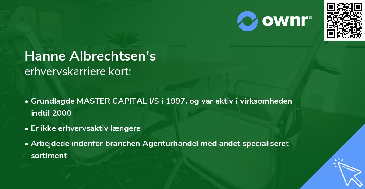 Hanne Albrechtsen's erhvervskarriere kort
