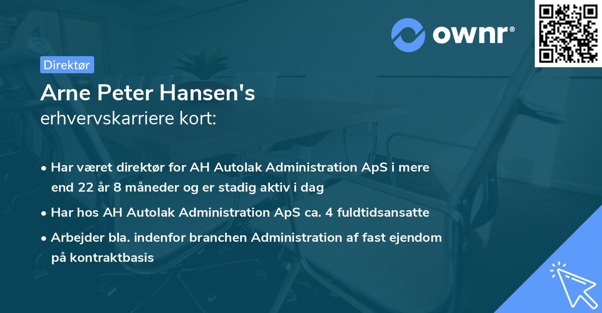 Arne Peter Hansen's erhvervskarriere kort