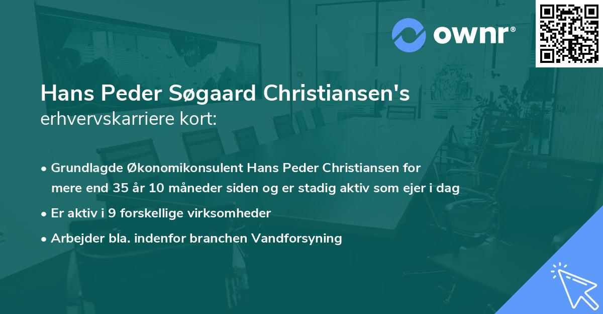 Hans Peder Søgaard Christiansen's erhvervskarriere kort