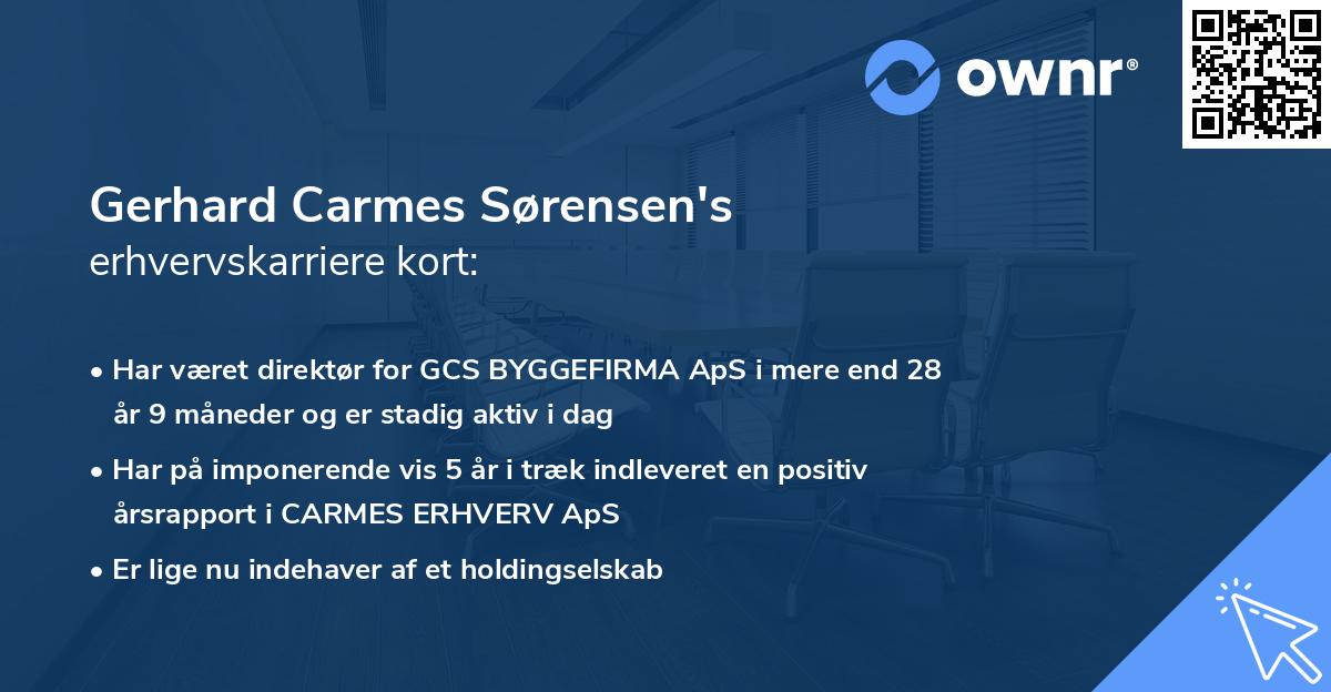 Gerhard Carmes Sørensen's erhvervskarriere kort