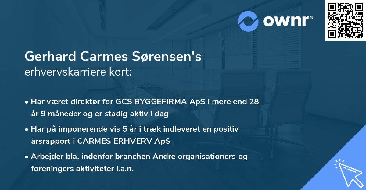 Gerhard Carmes Sørensen's erhvervskarriere kort