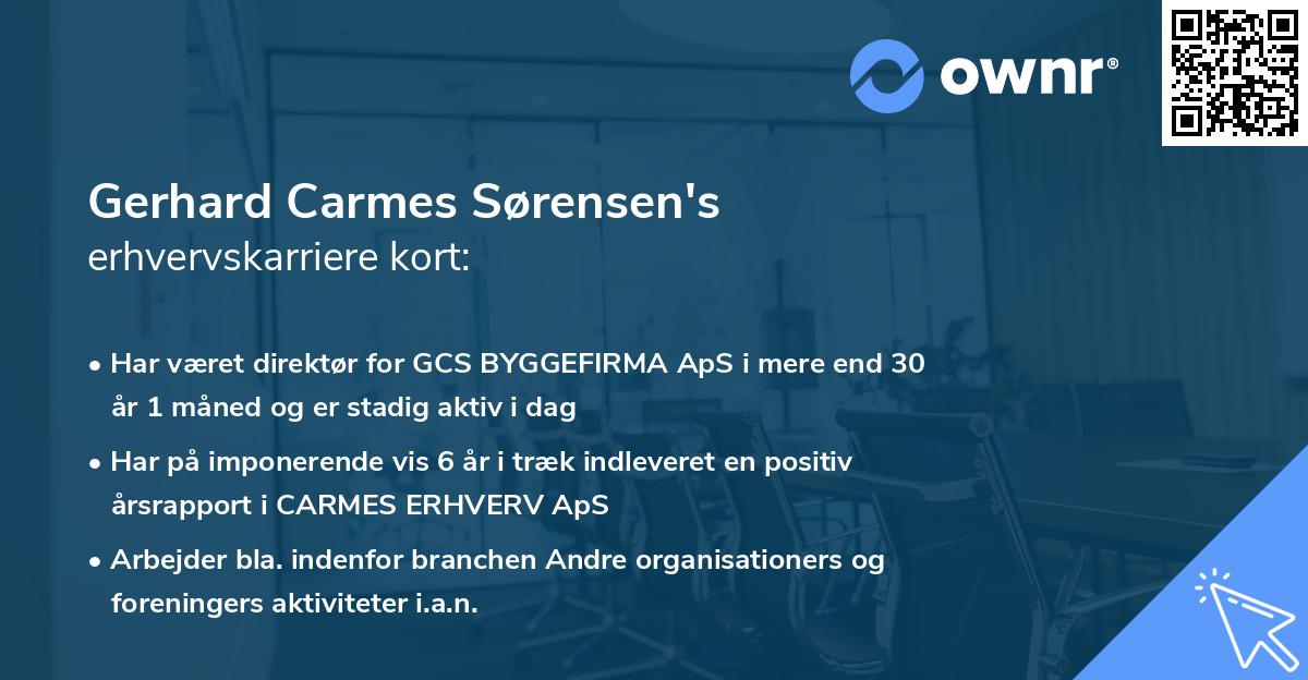 Gerhard Carmes Sørensen's erhvervskarriere kort