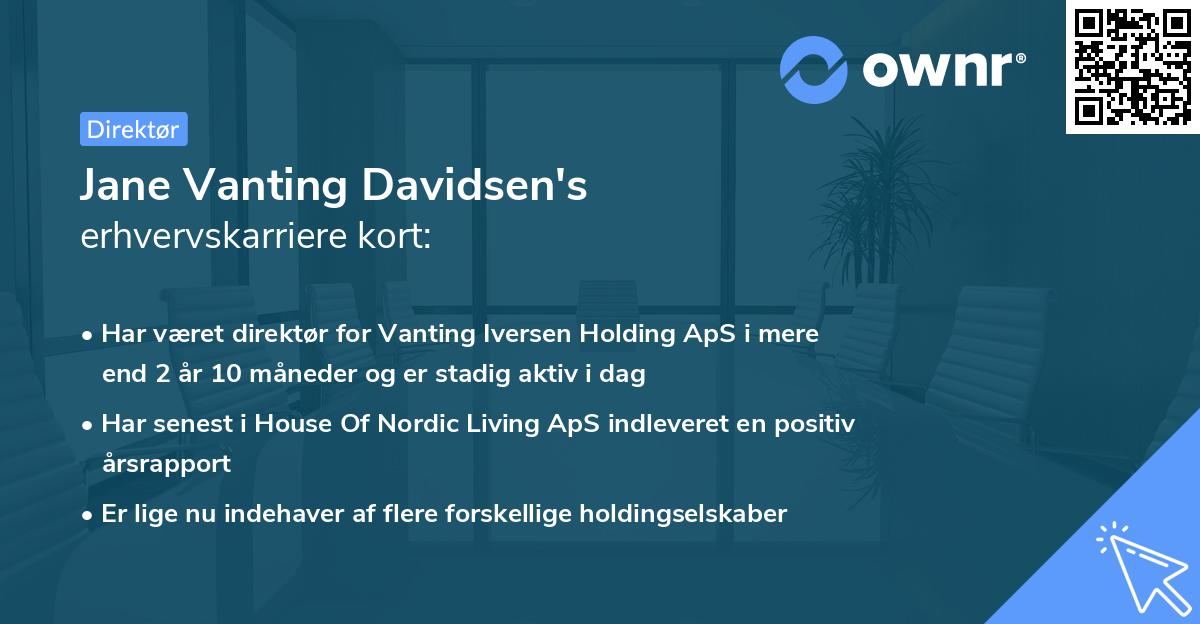 Jane Vanting Davidsen's erhvervskarriere kort