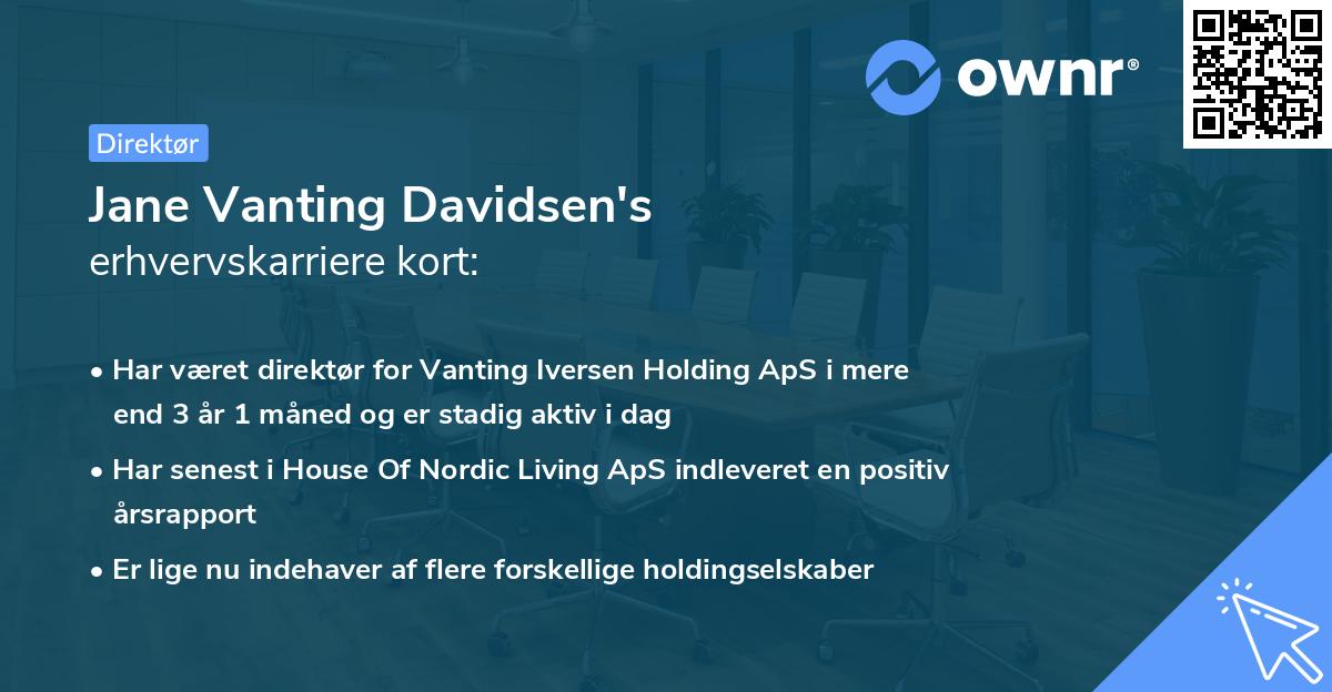 Jane Vanting Davidsen's erhvervskarriere kort