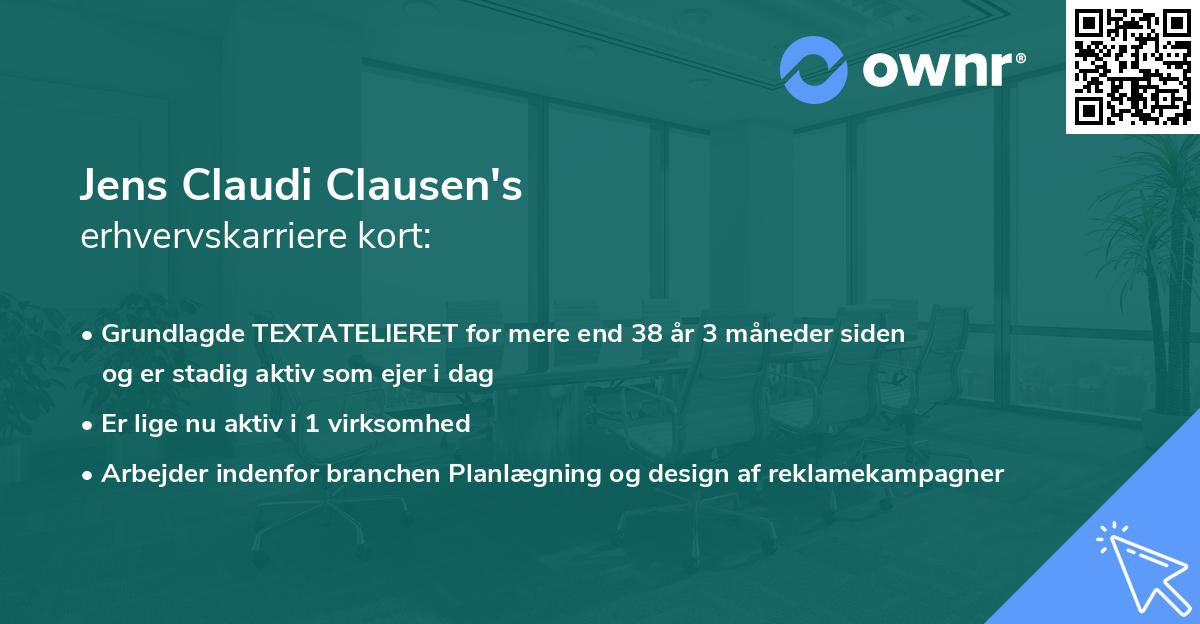 Jens Claudi Clausen's erhvervskarriere kort