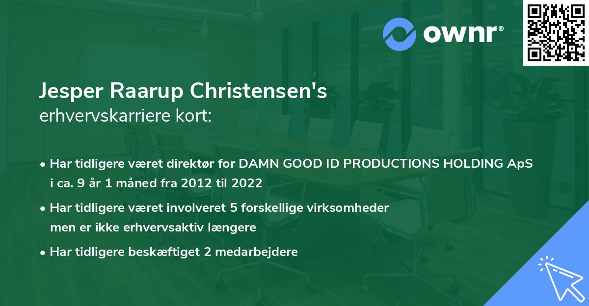 Jesper Raarup Christensen's erhvervskarriere kort