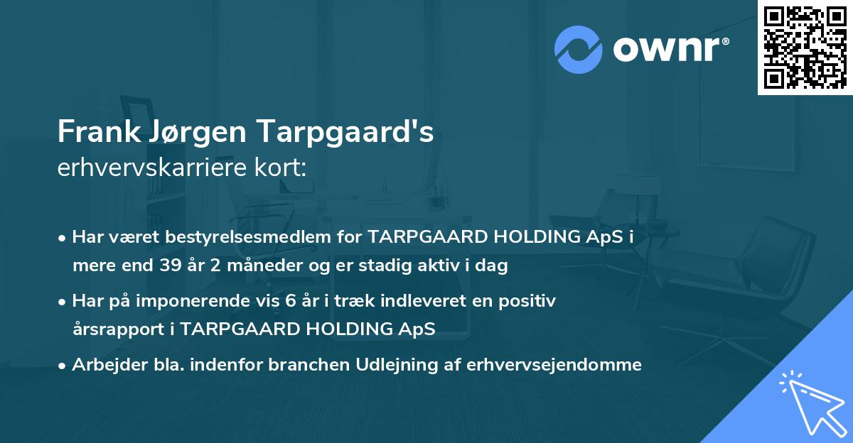 Frank Jørgen Tarpgaard's erhvervskarriere kort