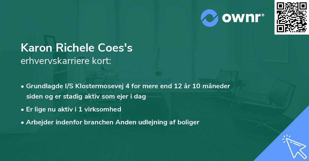 Karon Richele Coes's erhvervskarriere kort