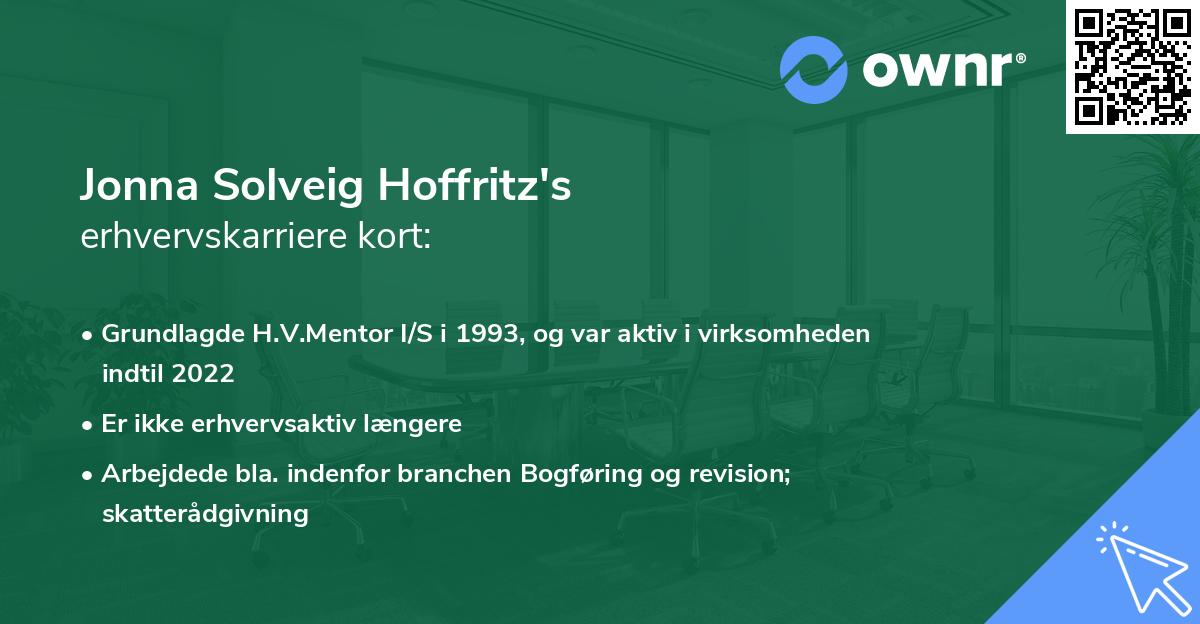 Jonna Solveig Hoffritz's erhvervskarriere kort