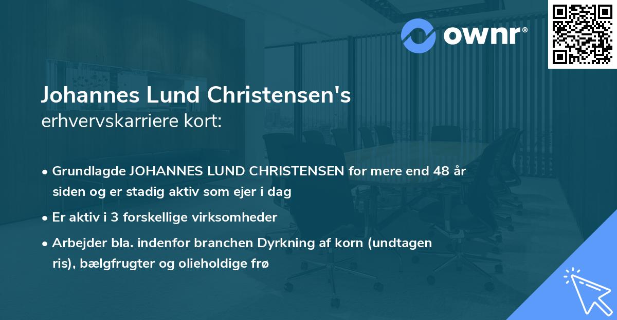 Johannes Lund Christensen's erhvervskarriere kort