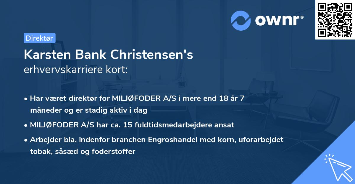 Karsten Bank Christensen's erhvervskarriere kort