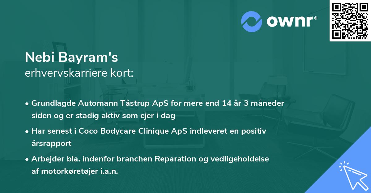 Nebi Bayram's erhvervskarriere kort