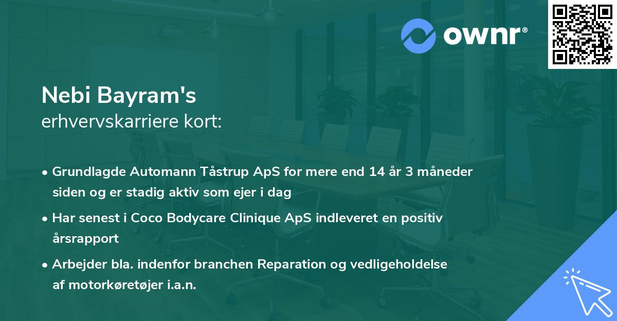 Nebi Bayram's erhvervskarriere kort