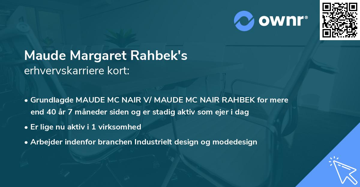 Maude Margaret Rahbek's erhvervskarriere kort