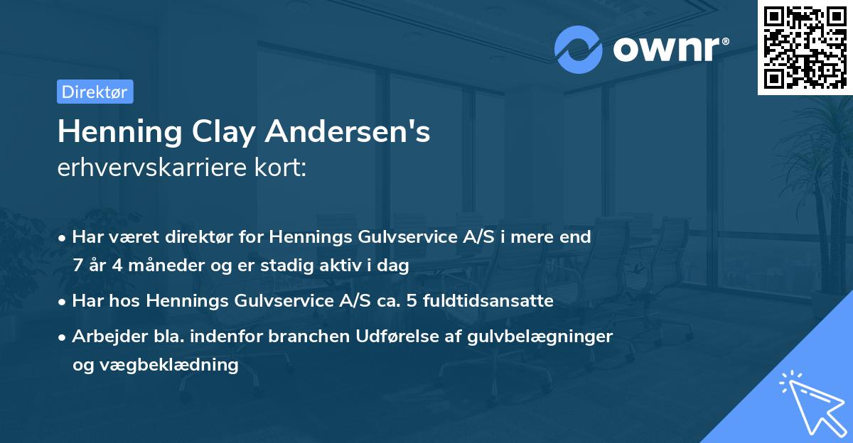 Henning Clay Andersen's erhvervskarriere kort