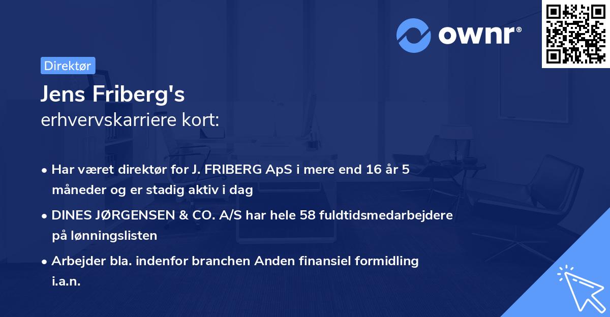 Jens Friberg's erhvervskarriere kort