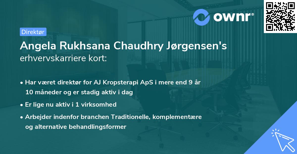 Angela Rukhsana Chaudhry Jørgensen's erhvervskarriere kort