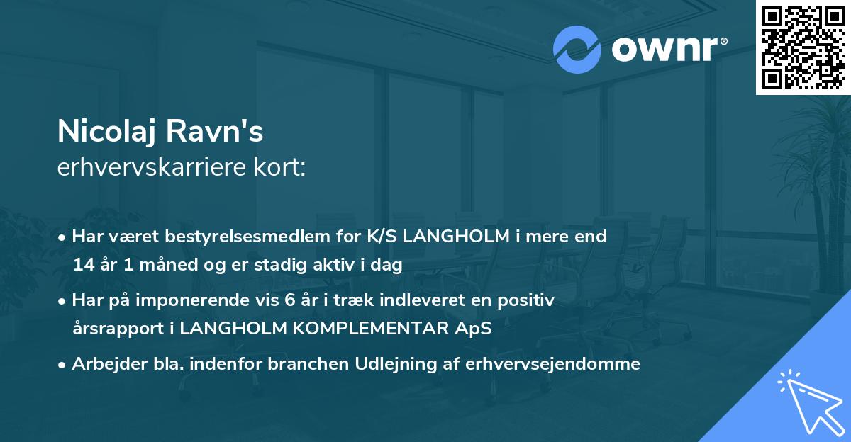 Nicolaj Ravn's erhvervskarriere kort