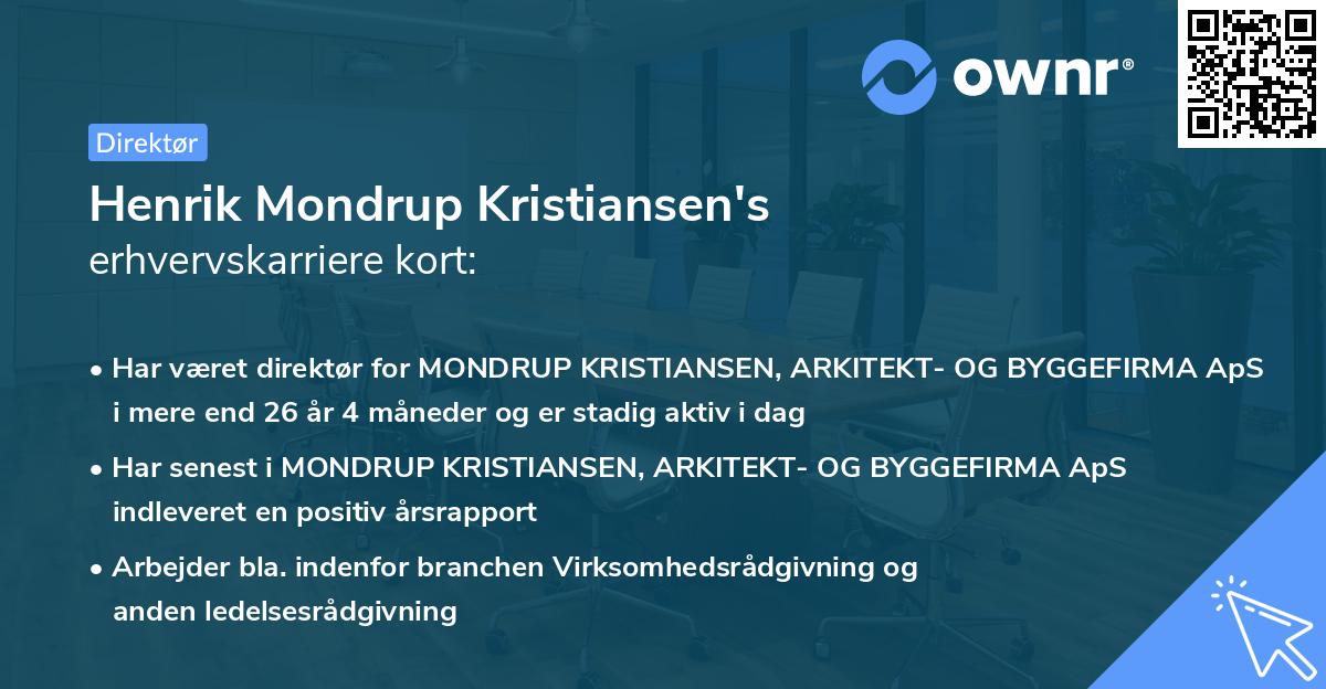 Henrik Mondrup Kristiansen's erhvervskarriere kort